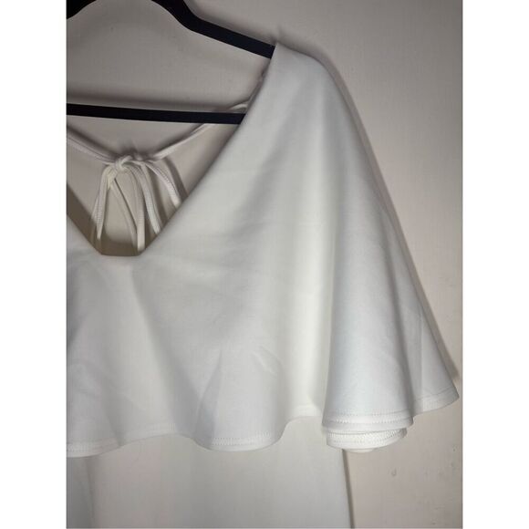 ASOS Curve Cape Plunge Midi Bodycon Dress white size 14 NWT - Picture 5 of 15